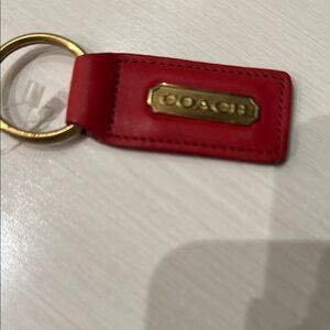 Coach Red and Gold Leather Keyring